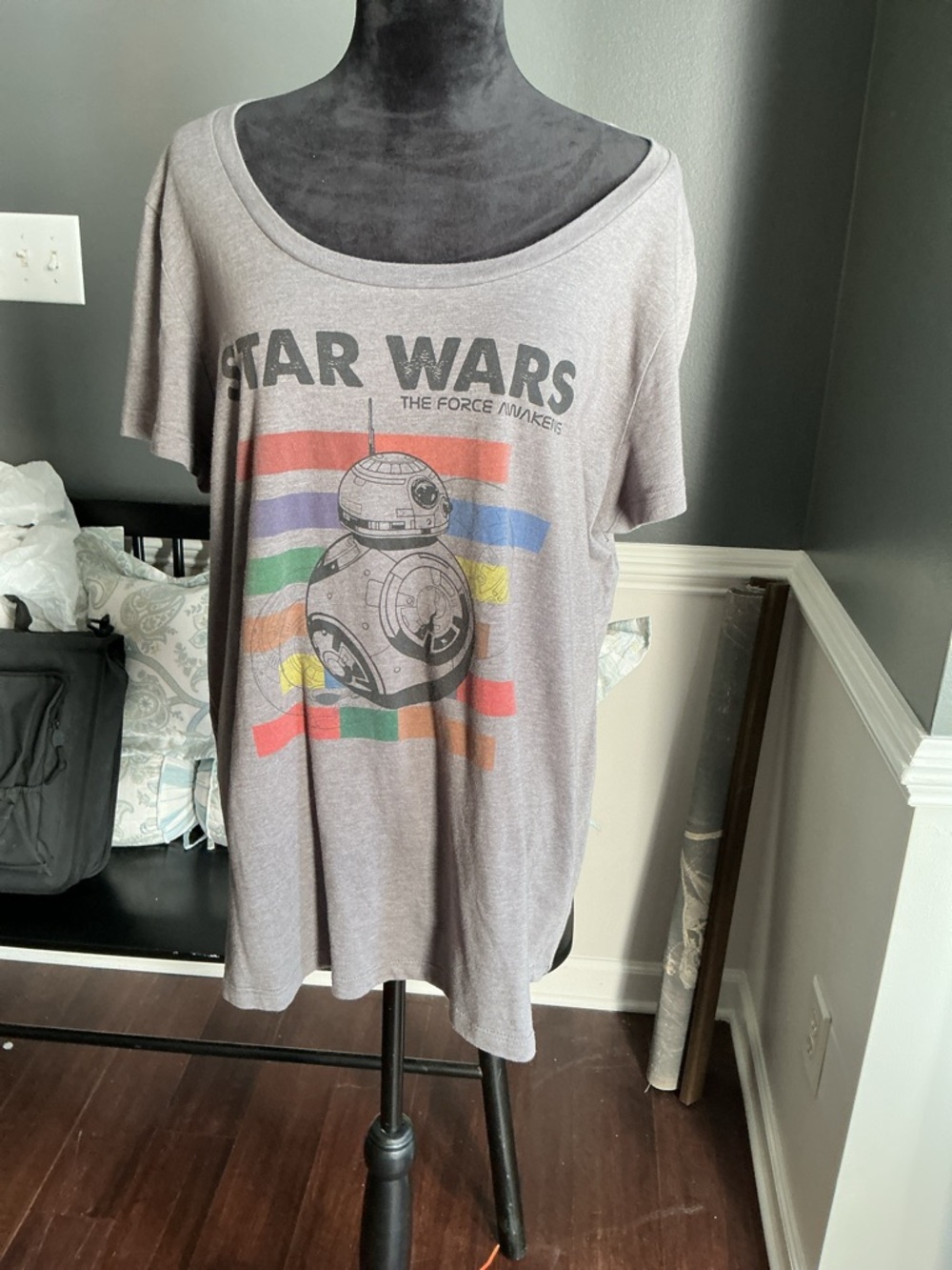 Star Wars Gray Sweatshirt with BB-8 and Rainbow Stripes